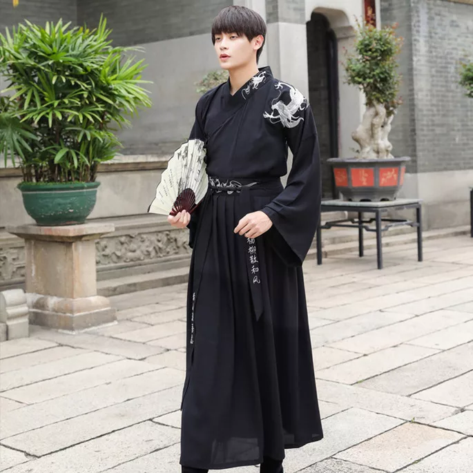 Men s Hanfu Black Suit